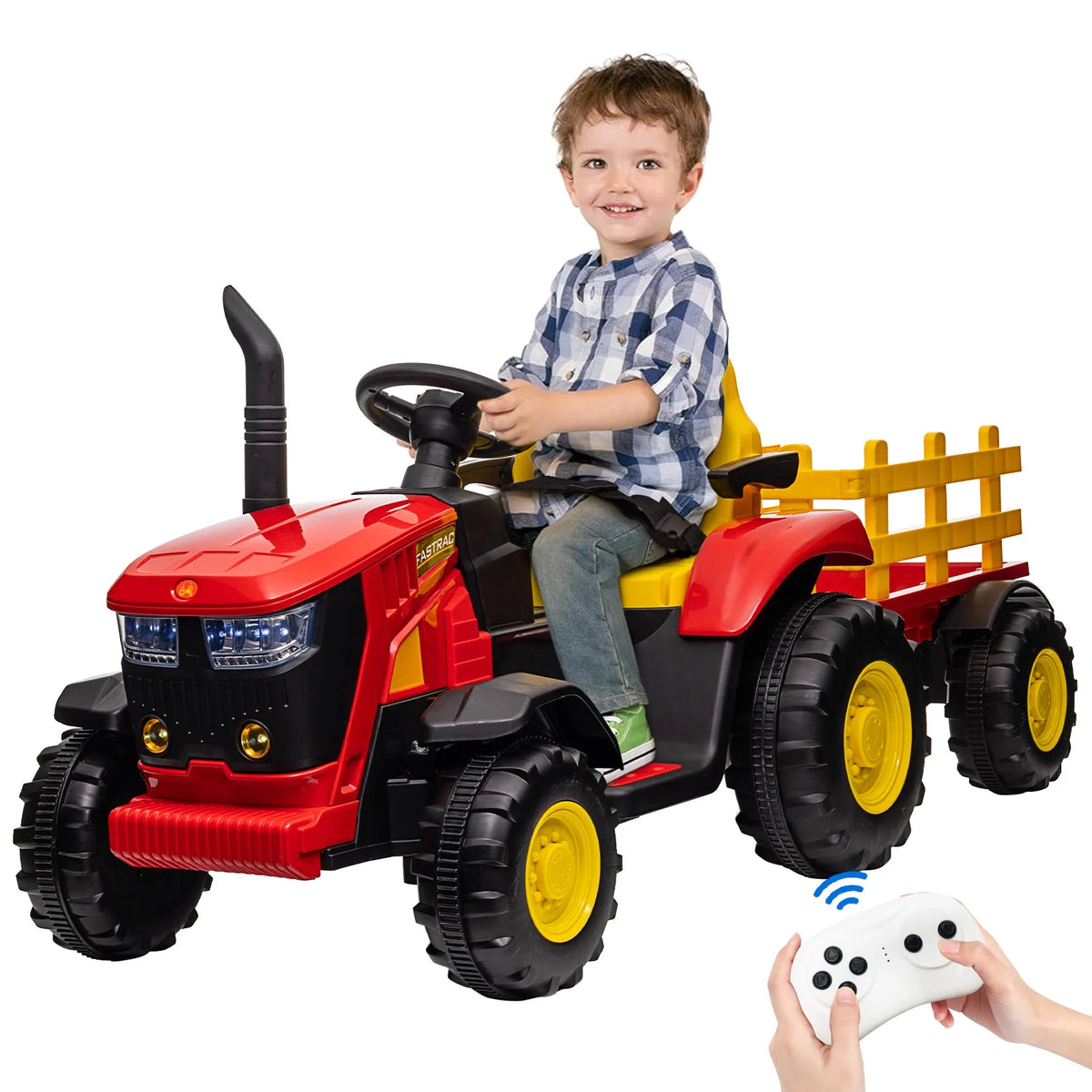 3 in 1 Ride on Tractor, 24V Electric Truck Vehicle, Six-wheeled UTV Car, Pink T51005