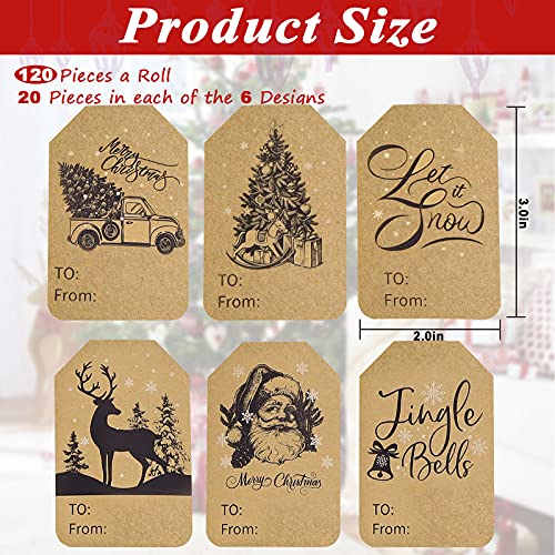 Christmas Gift Tag Stickers 2 x 3 Inch Self-Adhesive 120 Pieces S910488