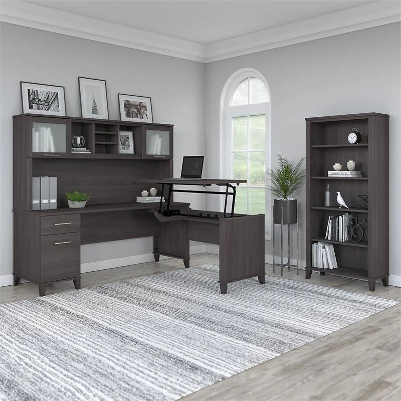 Sit to Stand Desk Set with Bookcase I630620