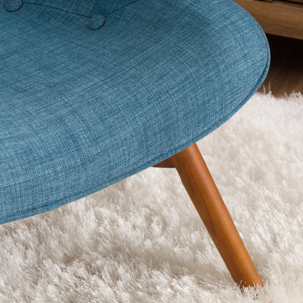 Mid-Century Modern Wingback Fabric Chair and Ottoman Set F6975