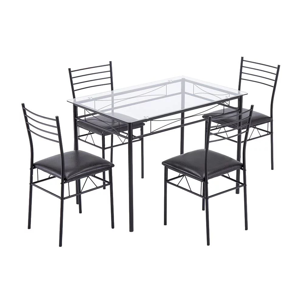 5 PC Glass Top Dining Set with 4 Chairs R737144