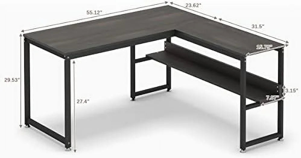 L Shaped Desk 55 inch with Shelves S96108