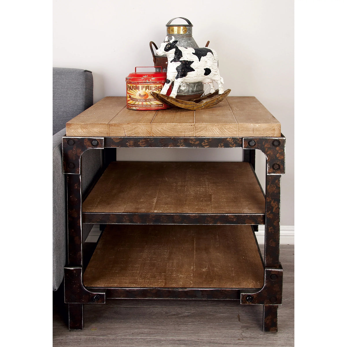 24" x 26" Brown Wood 2 Shelves Accent Table W911355