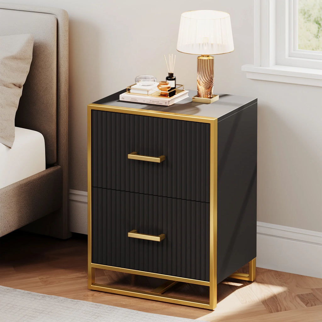 2 Drawer Wood File Cabinet with Metal Legs D747163
