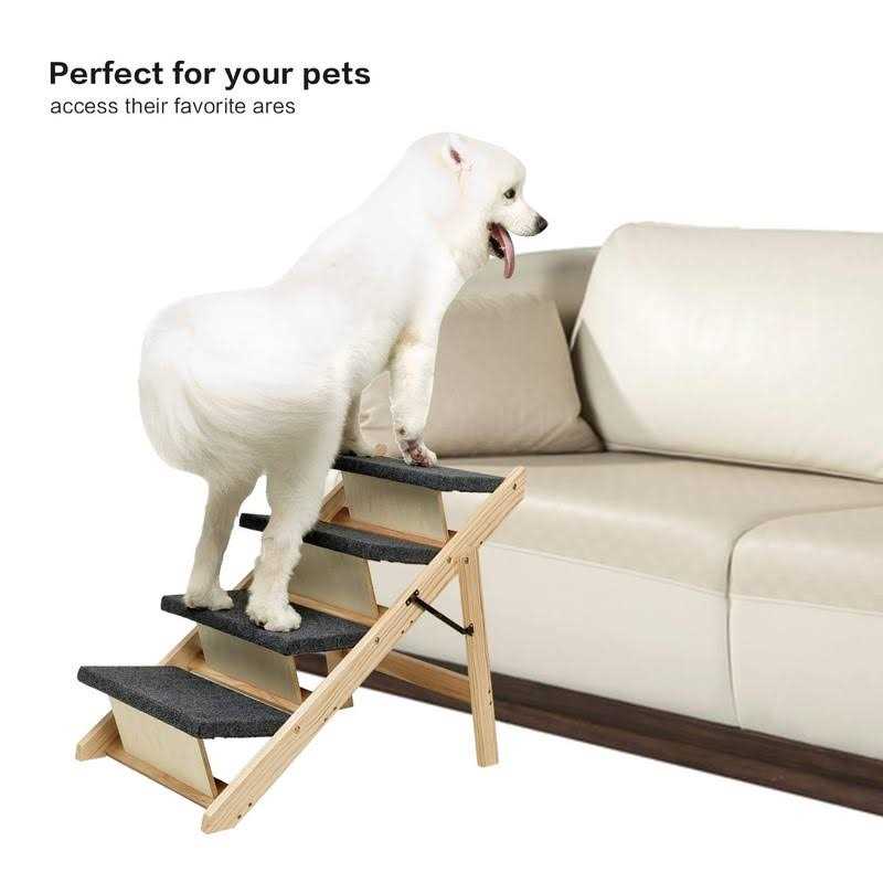 Foldable 4 Levels Wooden Pet Stairs & Ramp J935061