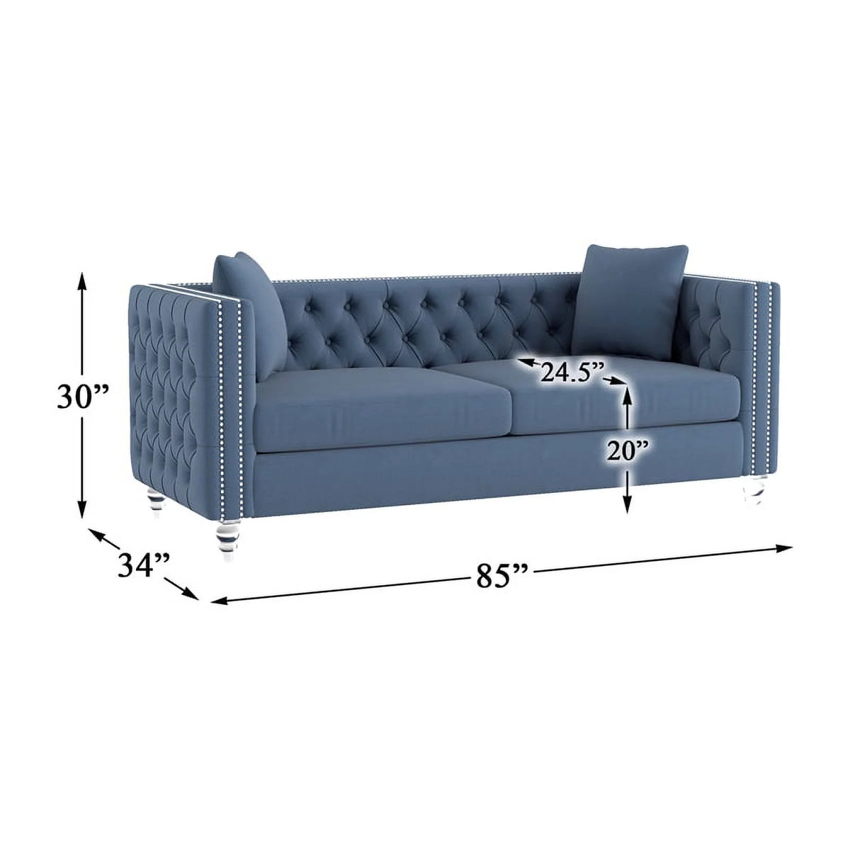Dark Blue Button Tufted Velvet Sofa E34600
