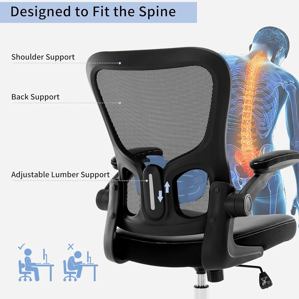 Black Mesh Ergonomic Office Chair with Armrests L35229