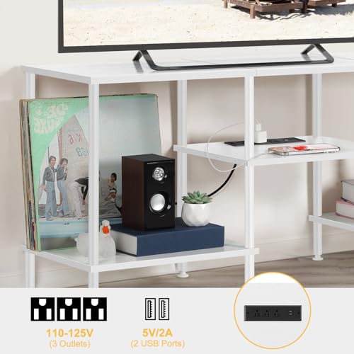 Black 50 inch TV Stand with Power Outlet and Storage O847