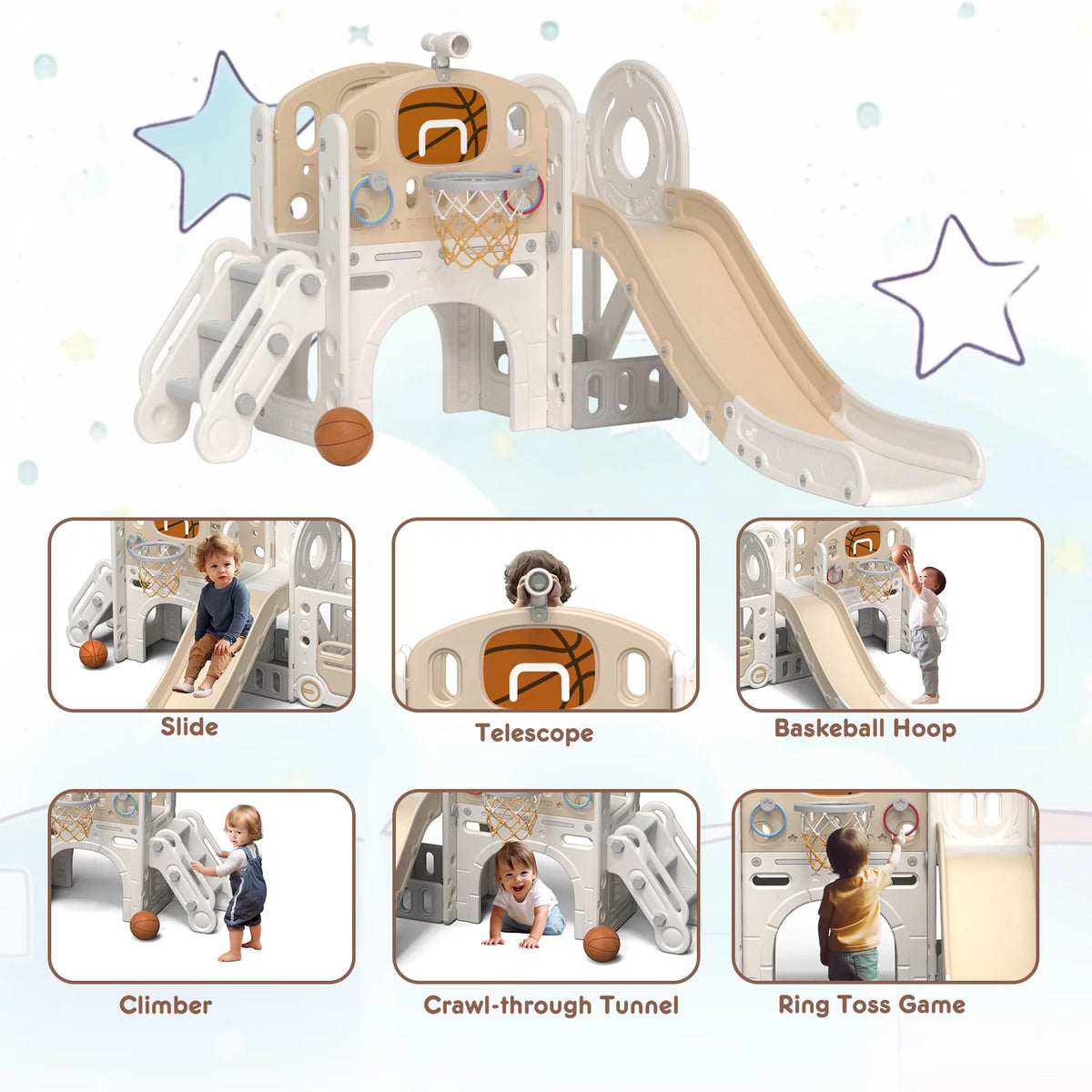 7-in-1 Kids Slide with Climber Play Set H64303