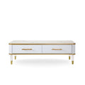 White Faux Stone Coffee Table with Drawers D343229