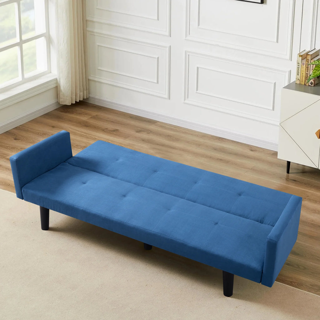 Blue Faux Suede Futon Sofa Bed Q78425