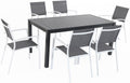 7-Piece Gray White Sling Chairs and Dining Table Outdoor Furniture V592576