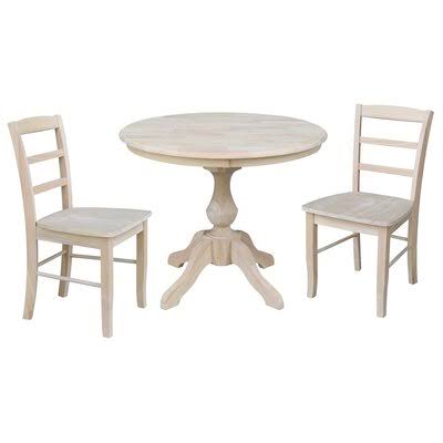 3 Piece Rubberwood Solid Wood Dining Set U911256