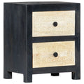 Hand Carved Gray Solid Mango Wood Bedside Cabinet W6025