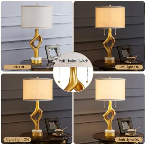 26” Gold Resin Table Lamp Set of 2 with USB Ports D33907