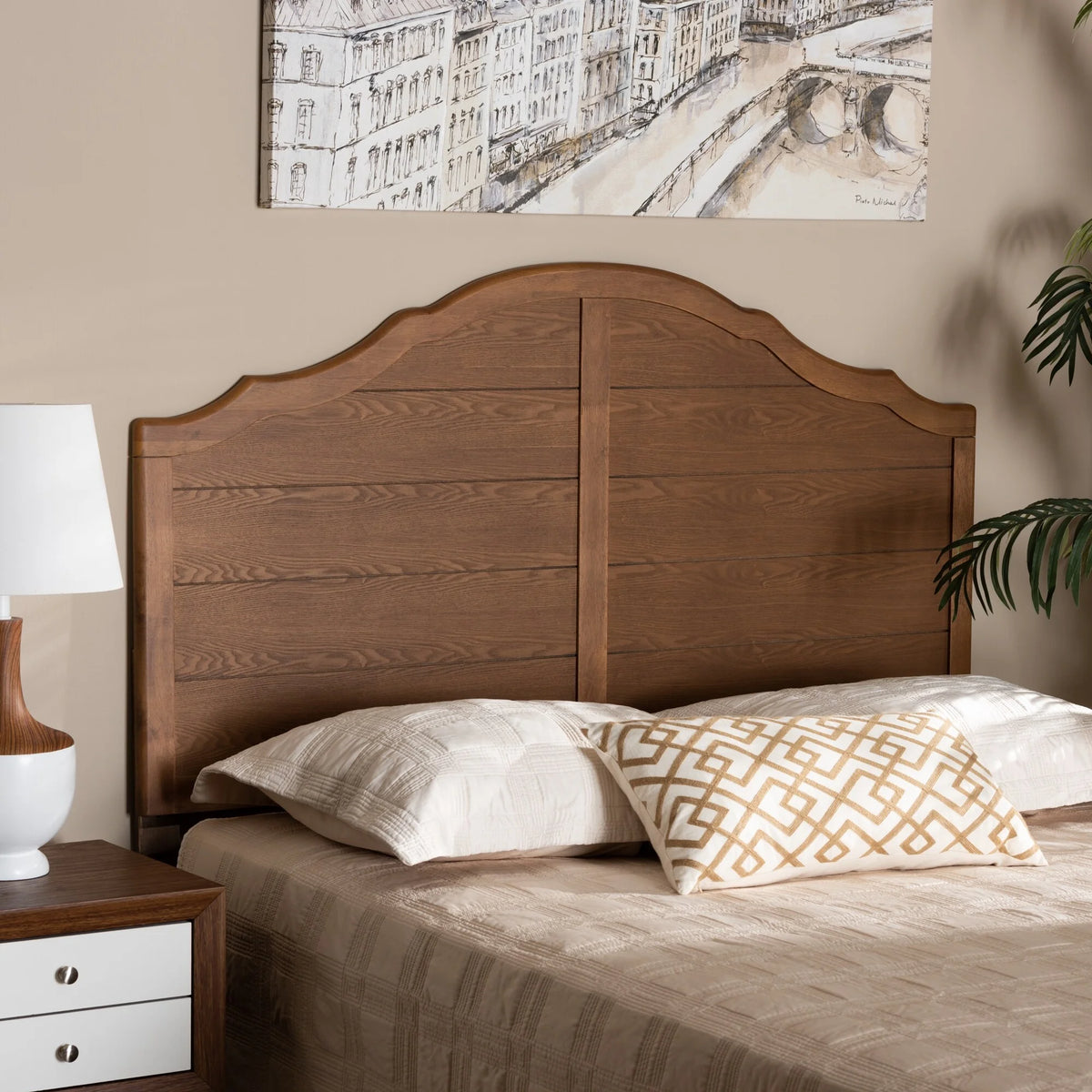 Ash Walnut Finished Wood Headboard Full V28150