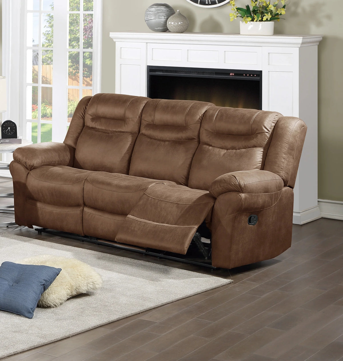 Dark Brown Leatherette Motion Sofa Loveseat 2pcs A975182