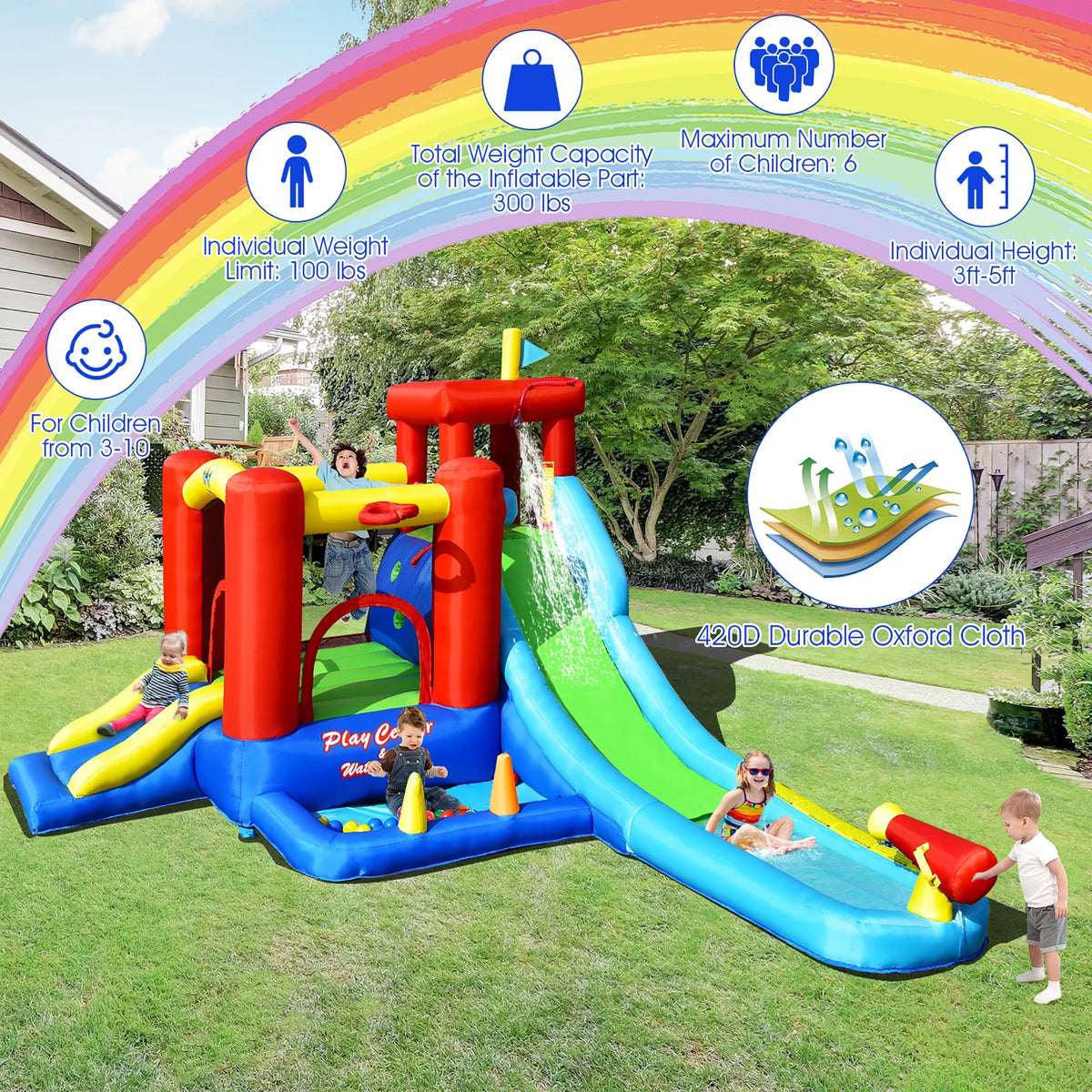 9-in-1 Inflatable Water Slide Bounce Castle Splash Pool Z1129