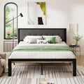 Black King Size Metal Platform Bed Frame with Fabric Headboard Q1626