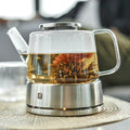 27oz Glass Teapot with Stainless Steel Stand F7344