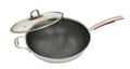 34cm Non Stick 3-ply Stainless Steel Wok with Glass Lid I9895