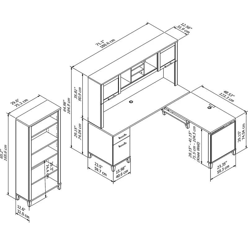 Sit to Stand Desk Set with Bookcase I630620