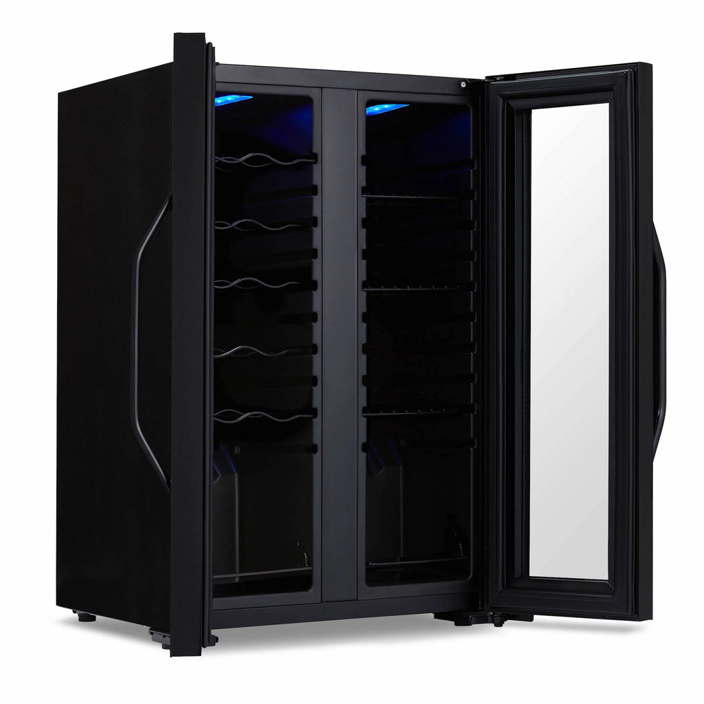 12 Bottle & 39 Can Dual Temperature Zones Wine Cooler Refrigerator Y39489