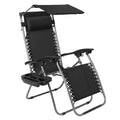 Black Zero Gravity Chair with Awning and Pillow R696904