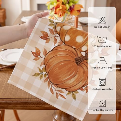 Fall Placemats Set of 4, 12 X 18 Inch Grey Blue Checkered G7588