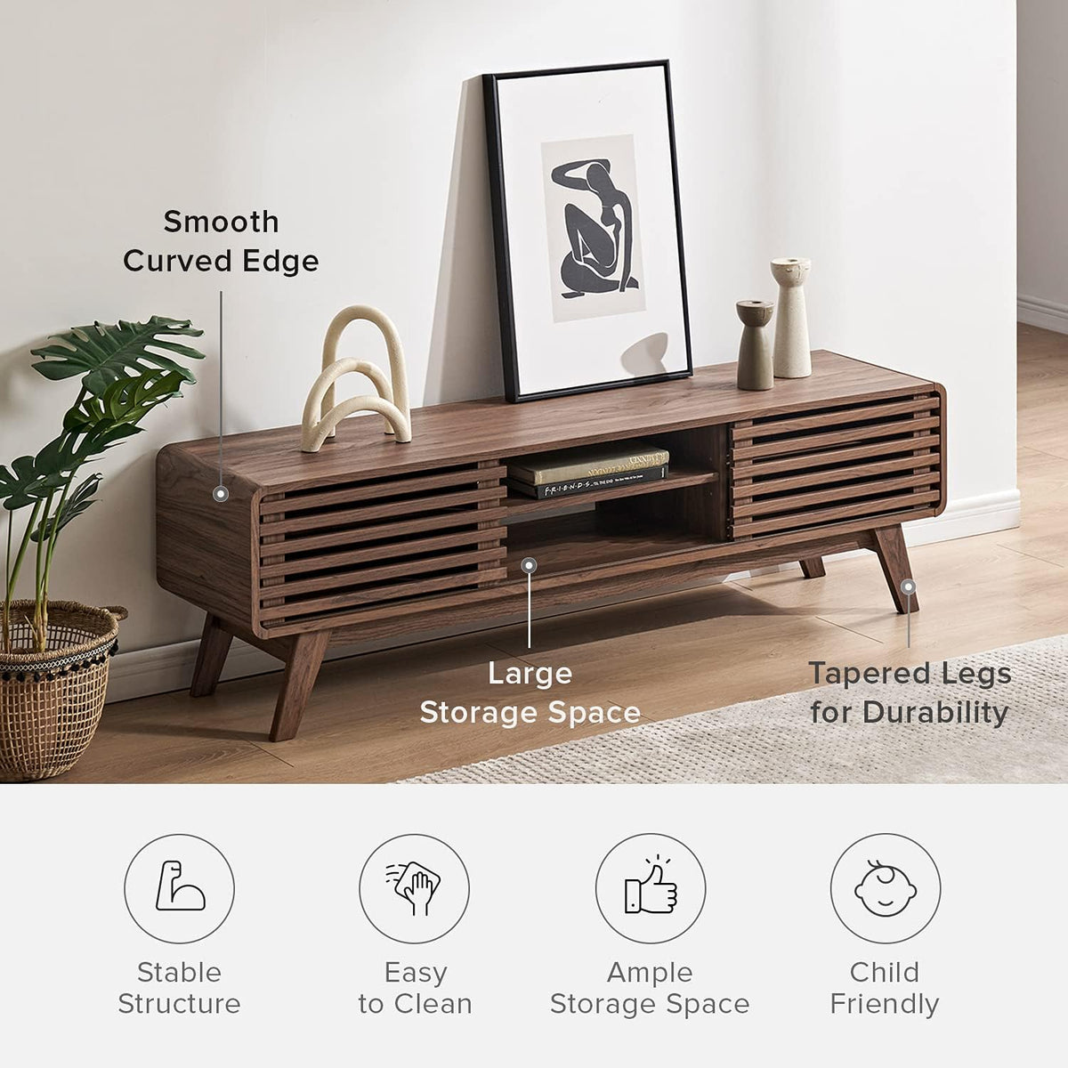 59 Scandinavian TV Stand with Slatted Door R499
