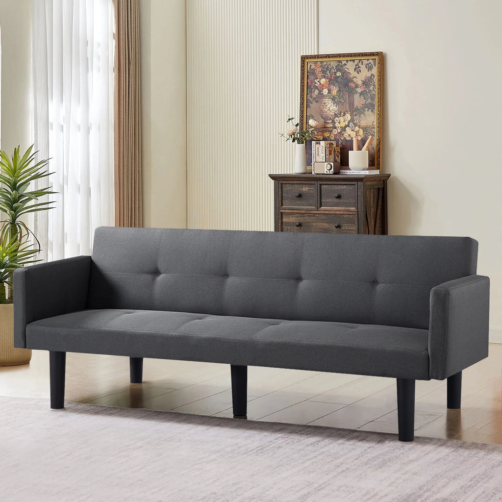 Blue Faux Suede Futon Sofa Bed Q78425