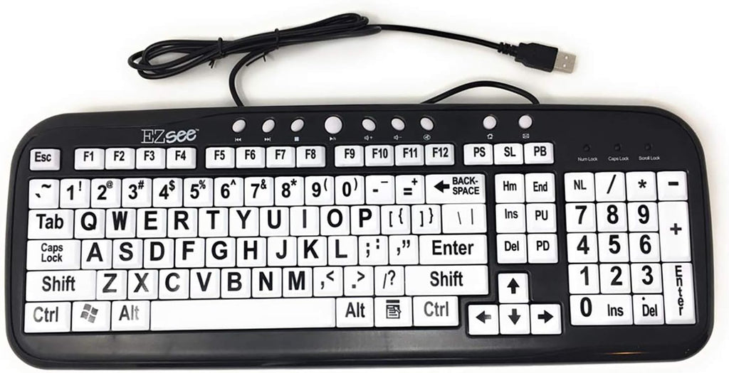 Wired USB Keyboard with Black Characters on White Keys Pack of 2 D534668