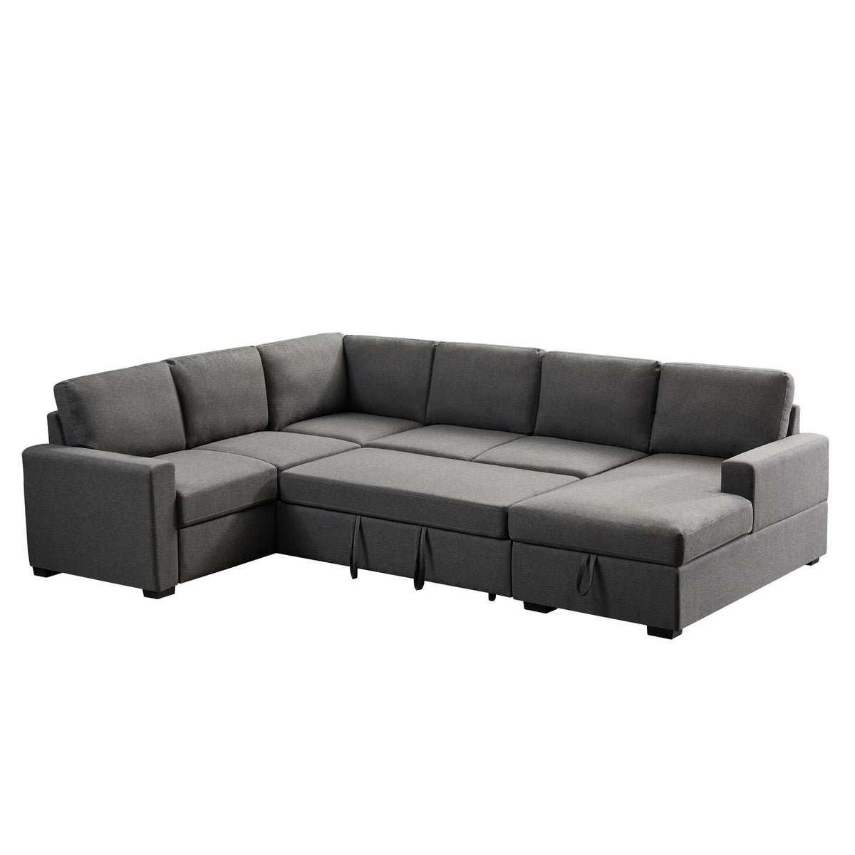 Gray Linen Left Hand Facing Sectional Sleeper Sofa T2040