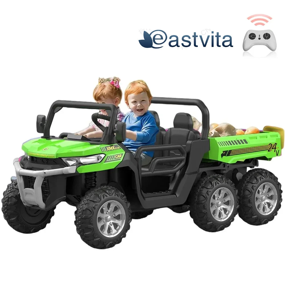 3 in 1 Ride on Tractor, 24V Electric Truck Vehicle, Six-wheeled UTV Car, Pink T51005