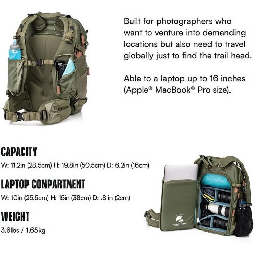 Army Green Water Resistant Camera Backpack N426315