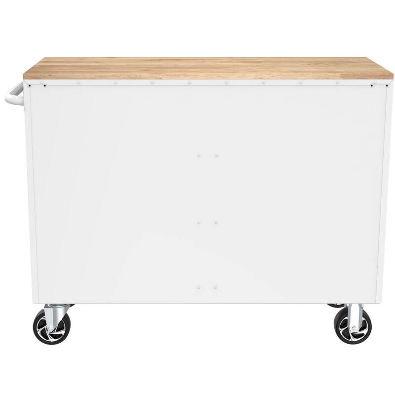 46 in. Gloss White Mobile Workbench Cabinet Y503