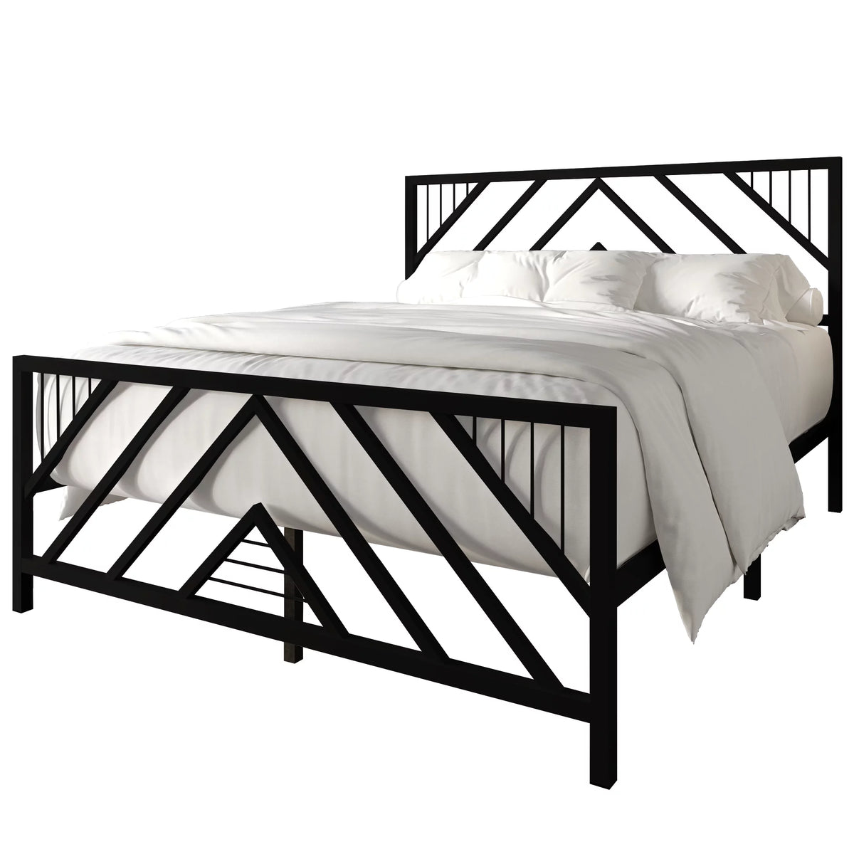 Black Full Size Metal Platform Bed L585