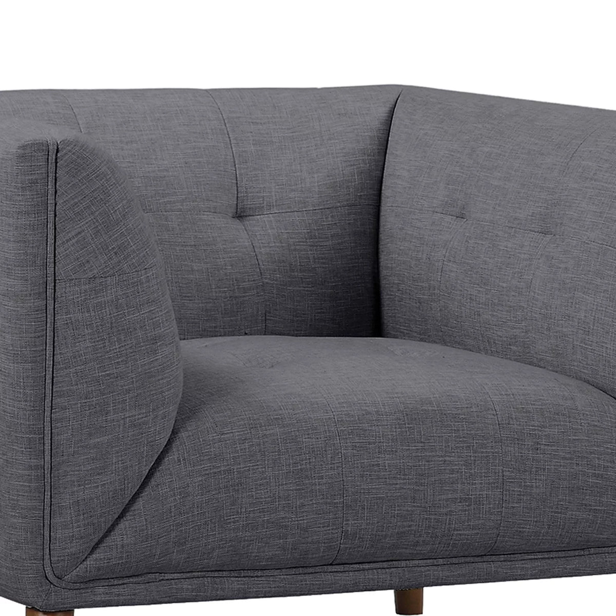 Gray Button-Tufted Linen Fabric Sofa Chair A614