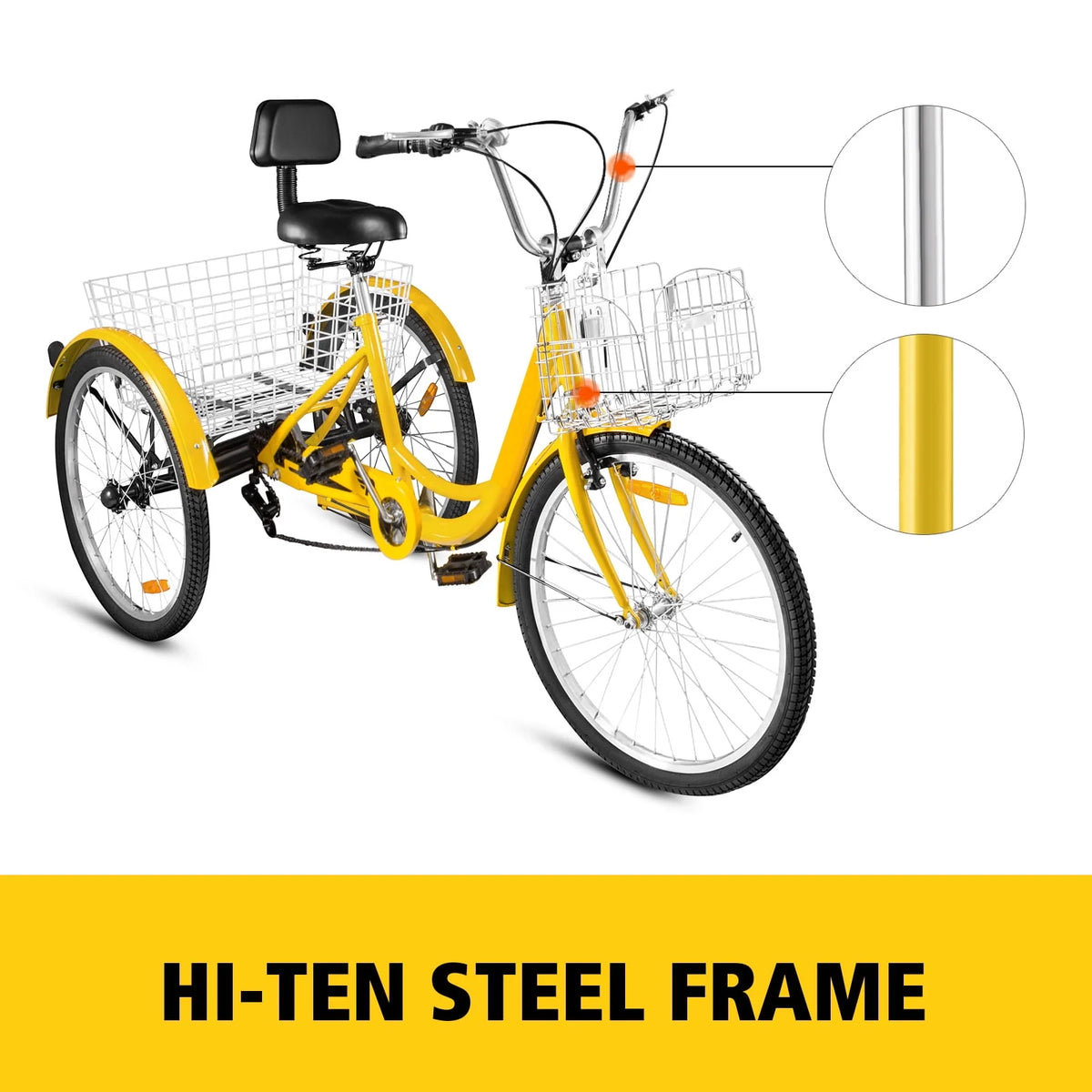 24 Adult Tricycle 7-Speed Three Wheel Bike with Basket T1397