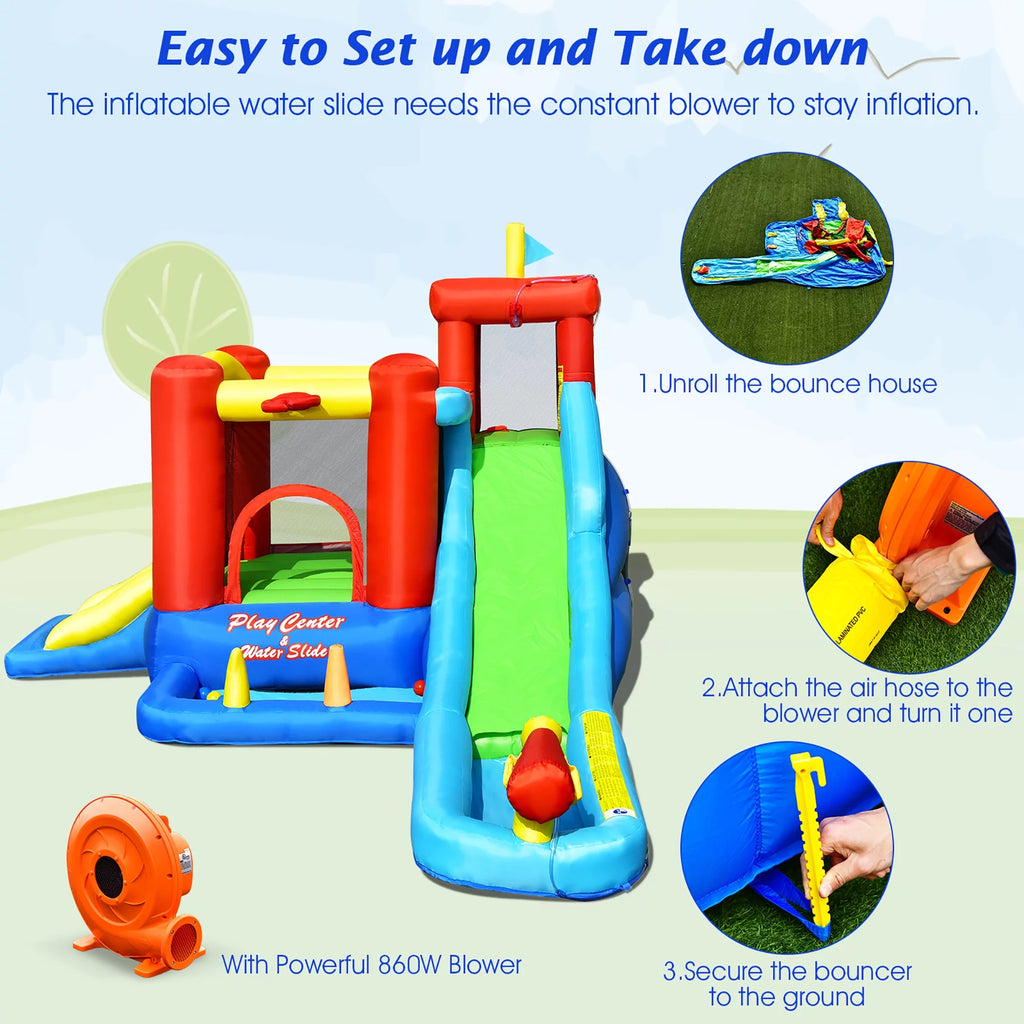 9-in-1 Inflatable Water Slide Bounce Castle Splash Pool Z1129