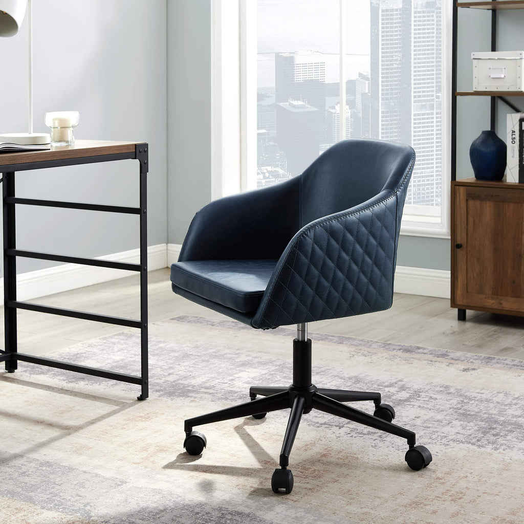 Navy Quilted Upholstered Swivel Task Chair S45499
