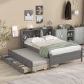 Full Size Solid Wood Platform Bed with Trundle, Drawers, and Bookcase Headboard H97366