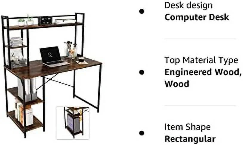 Computer Desk with Hutch and Shelves 47 Inch Adjustable K6170