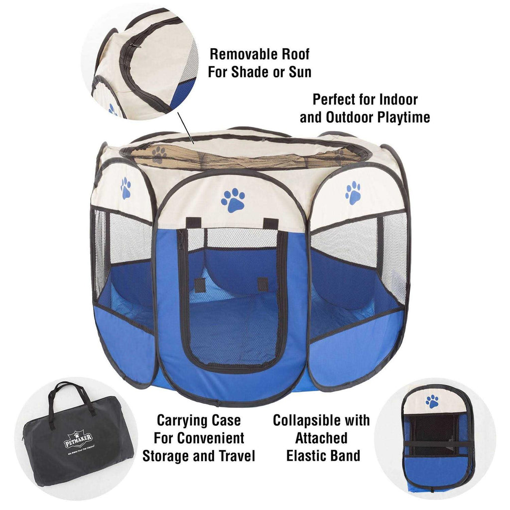 Pop-Up Pet Playpen with Carrying Case Blue O442355