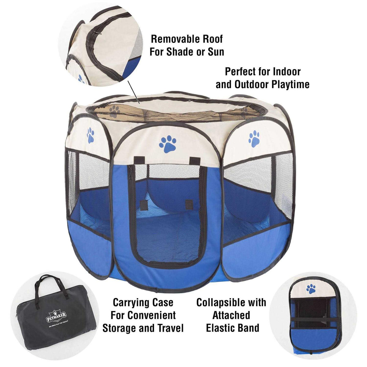 Pop-Up Pet Playpen with Carrying Case Blue O442355