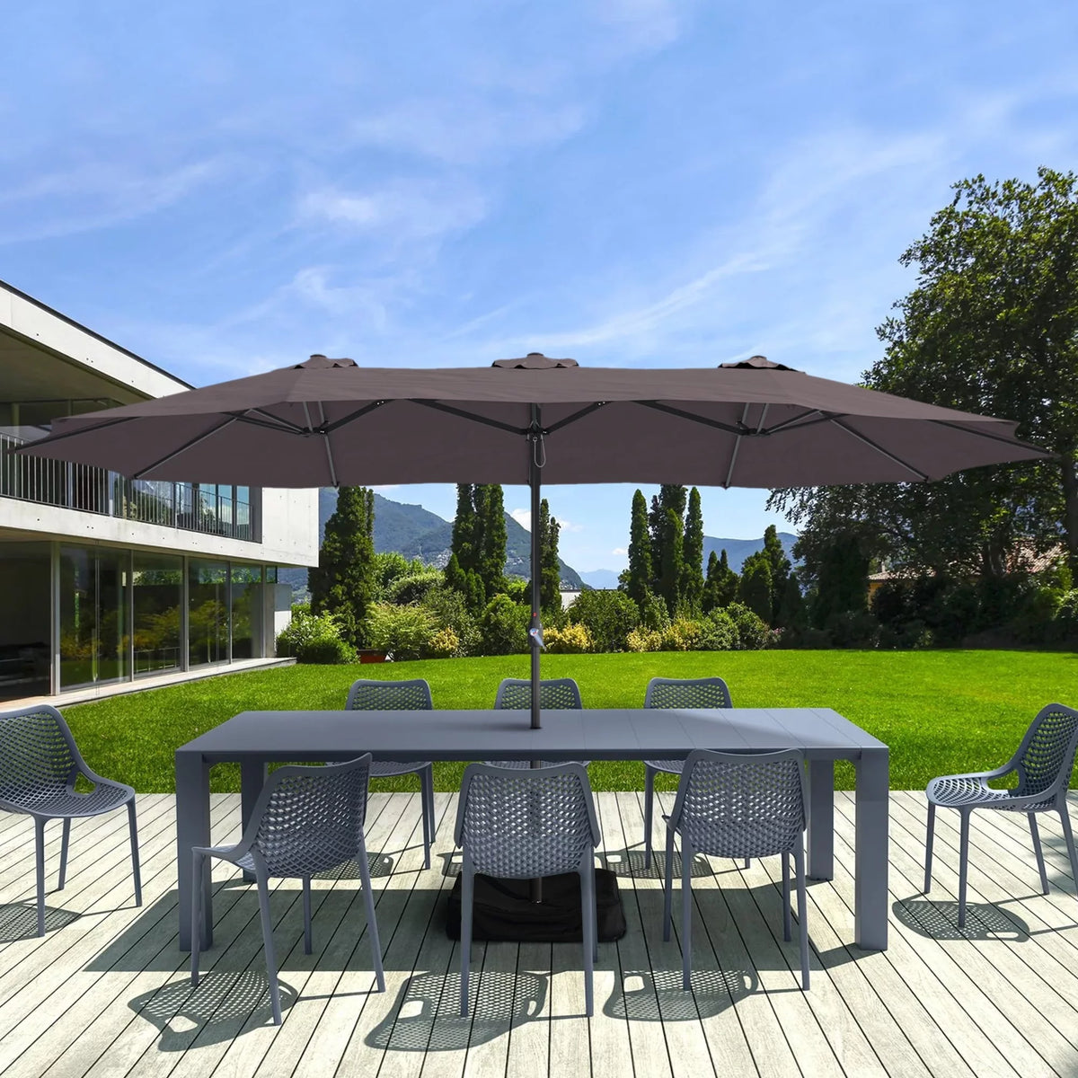 15Ft Double-Sided Patio Market Umbrella with Base N932