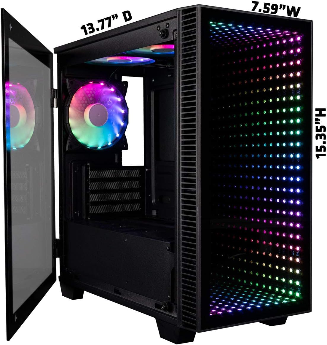 Micro ATX Gaming Desktop Case with Tempered Glass Door B484354