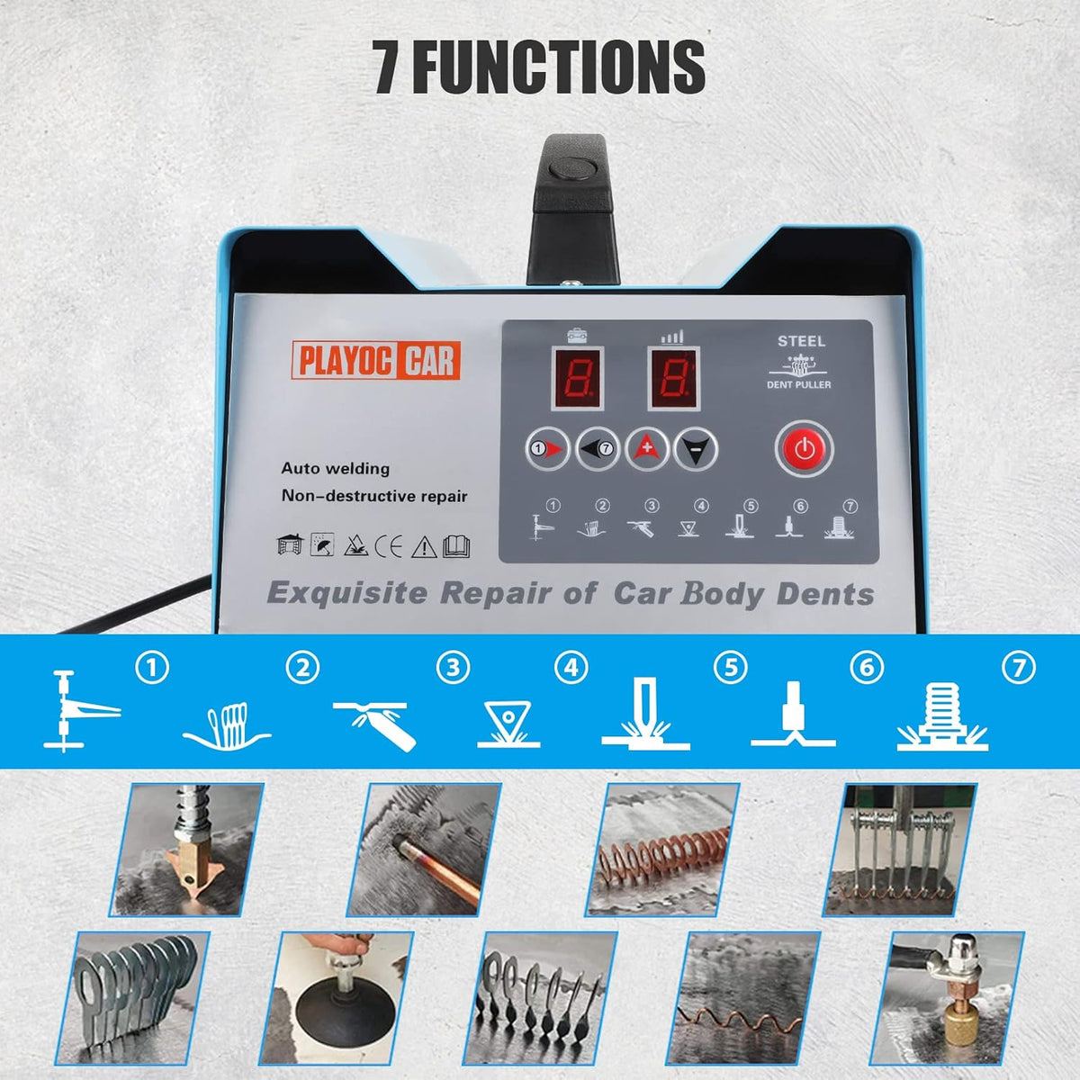 110V 3800A Stud Welding Machine 7 Modes Car Body Dents Repair Tool Kit R350882