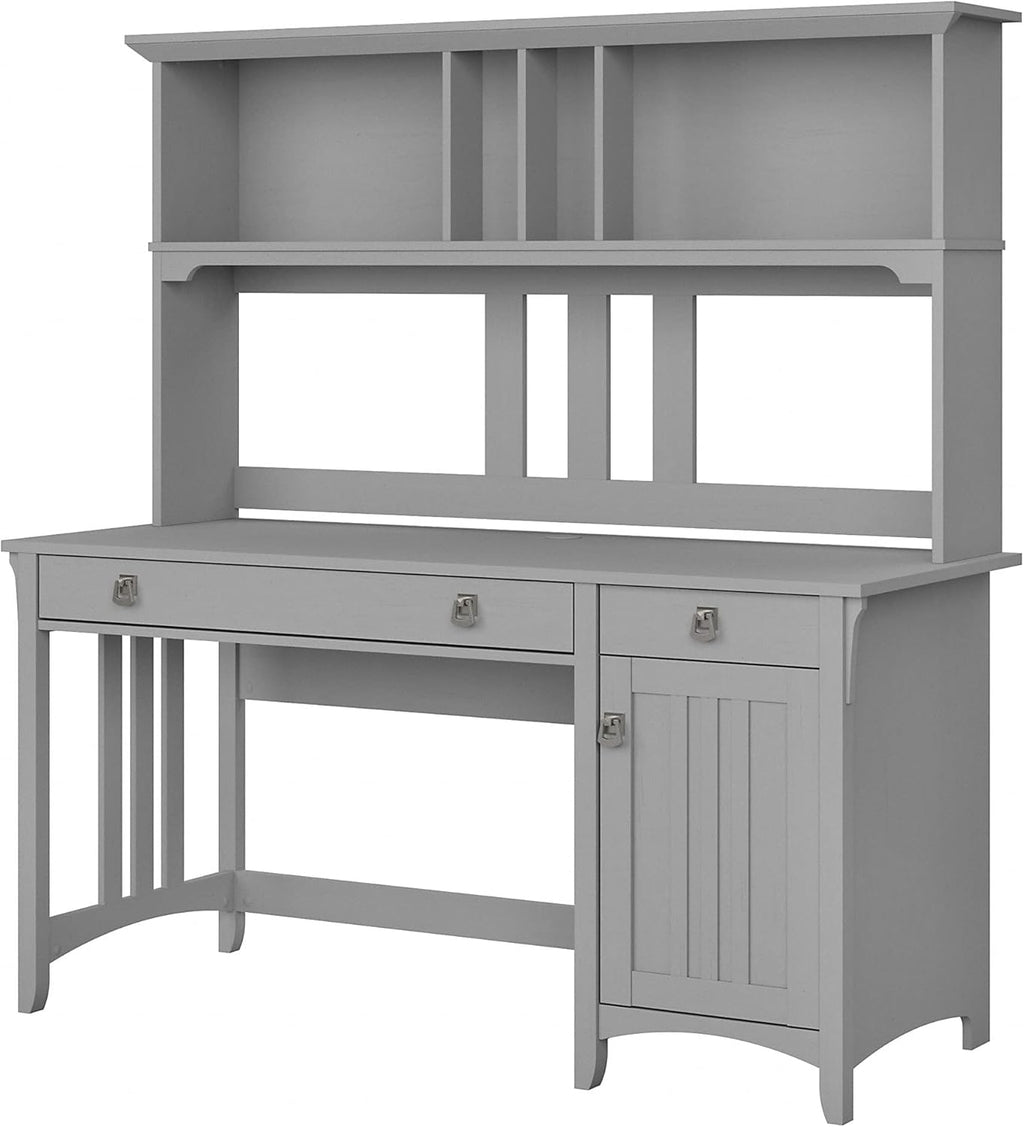 Computer Desk with Hutch, 60W, Cape Cod Gray S472