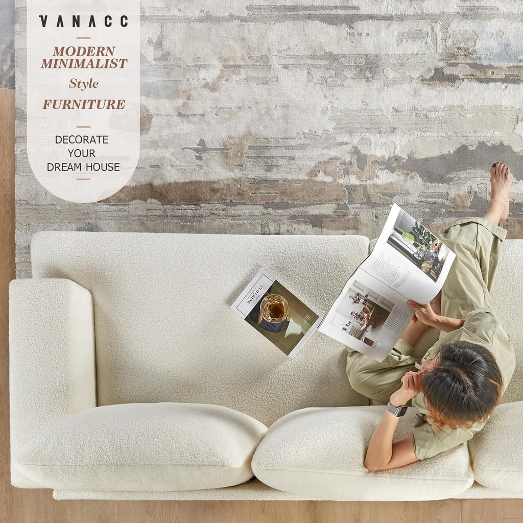 Beige Chenille 3 Seater Sofa B3729